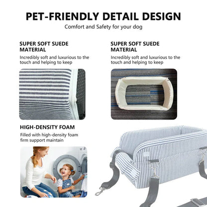 Center Console Dog Car Seat for Small Dogs – Comfort Travel Carrier Bed