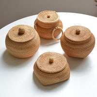 Autumn Rattan Woven Round Coffee Table Sundries Remote Control