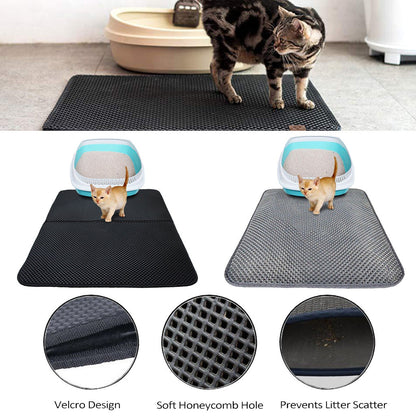 Tapis de litière double couche pour chats, tapis de litière pour animaux de compagnie, tapis de litière pour chats, accessoire de propreté pour maisons de chats
