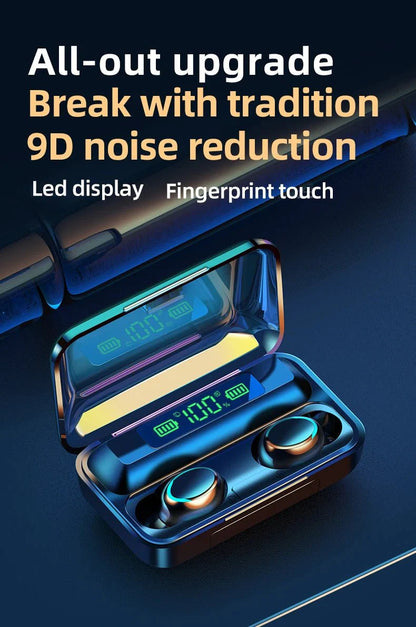 F9-5C Wireless Bluetooth Earphones – 9D Stereo, Waterproof, Noise Cancelling