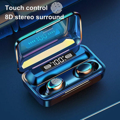 F9-5C Wireless Bluetooth Earphones – 9D Stereo, Waterproof, Noise Cancelling
