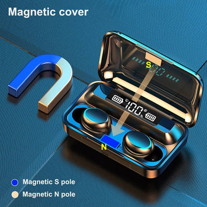 F9-5C Wireless Bluetooth Earphones – 9D Stereo, Waterproof, Noise Cancelling