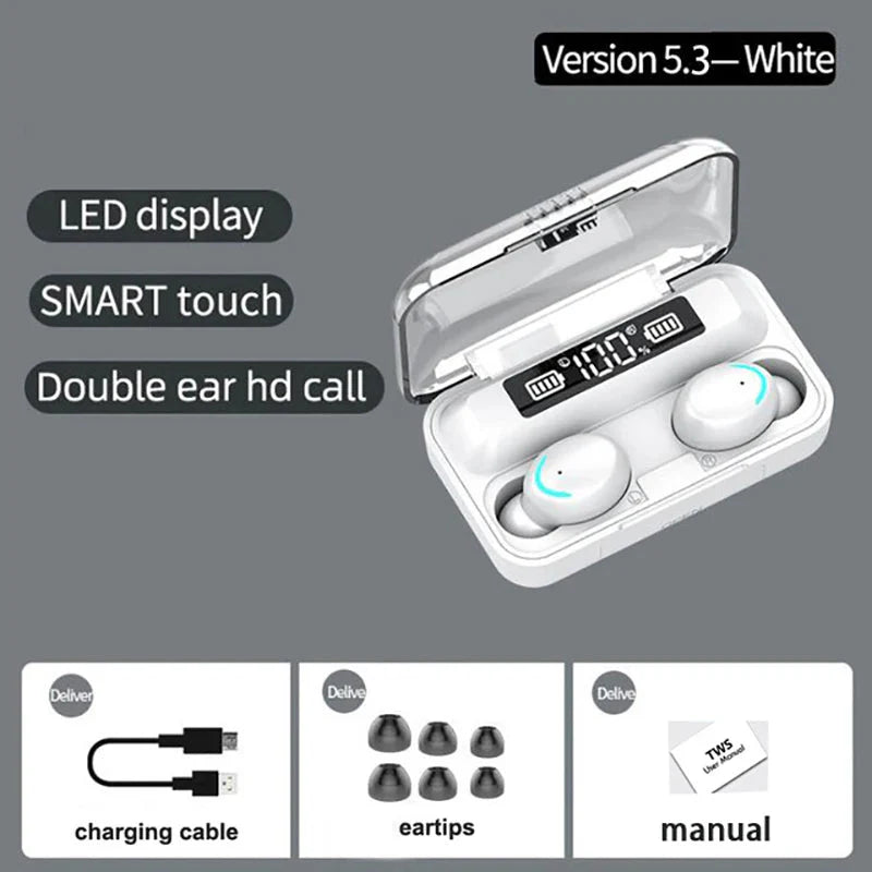F9-5C Wireless Bluetooth Earphones – 9D Stereo, Waterproof, Noise Cancelling