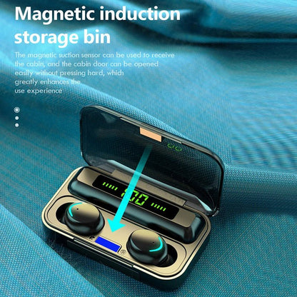 F9-5C Wireless Bluetooth Earphones – 9D Stereo, Waterproof, Noise Cancelling
