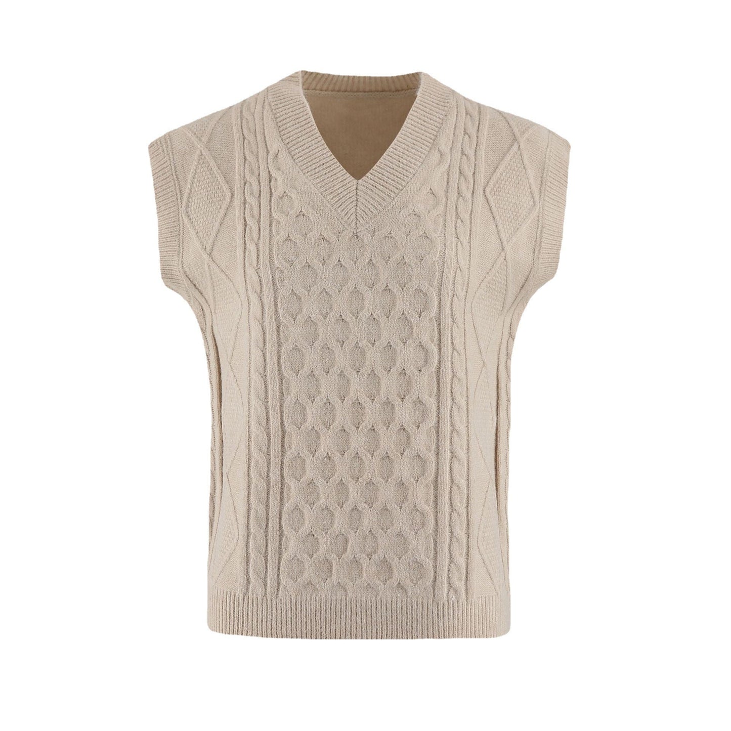 Women's V-neck Twisted Solid Color Top Sweater