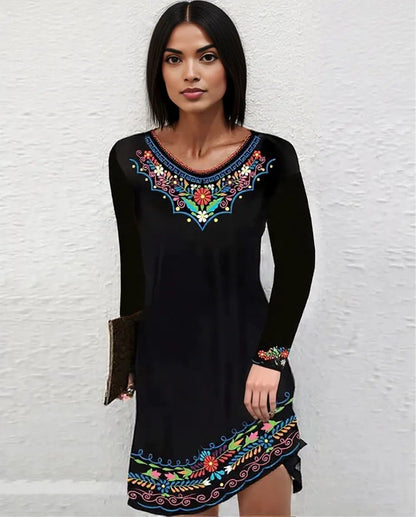 New Sexy Autumn fall Winter exotic  floral design Dress for Women 7 different colors