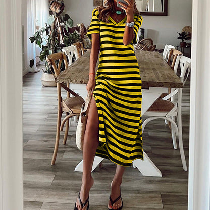 Women's Plus Size Printed Slit Loose Hem Dress