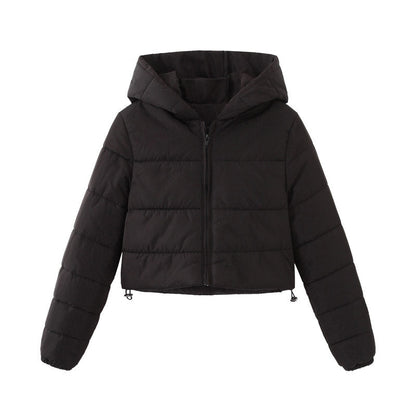 Manteau court à capuche zippé mode Hiver Veste couleur Mandela Vêtements d'extérieur Femme