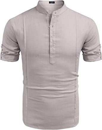 Henley Linen Men’s Beach Shirt – Short Sleeve Summer Top | S–XXL