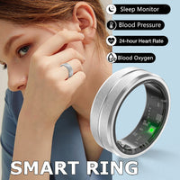 Bague connectée 2024 pour hommes et femmes, surveillance de la fréquence cardiaque et de l'oxygène sanguin, modes multisports, étanche IP68, pour Android et iOS