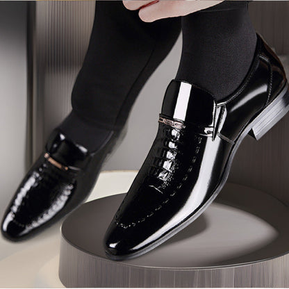 Men's Shoes New Crocodile Pattern Plus Size Patent Leather