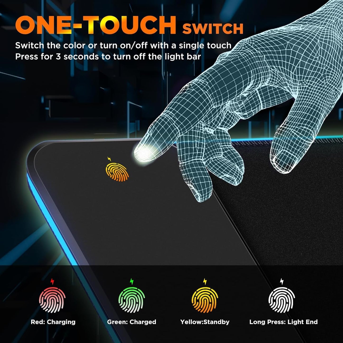 XXL RGB Gaming Mouse Pad — 15W Qi Wireless Charging | 10 Lighting Modes