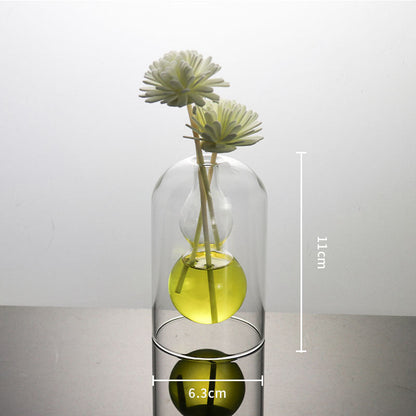 Vases Glass Vase Home Decor Room Decor Modern Wedding Decoration Hydroponic Flower Pot Double Glass Container Crafts Ornament