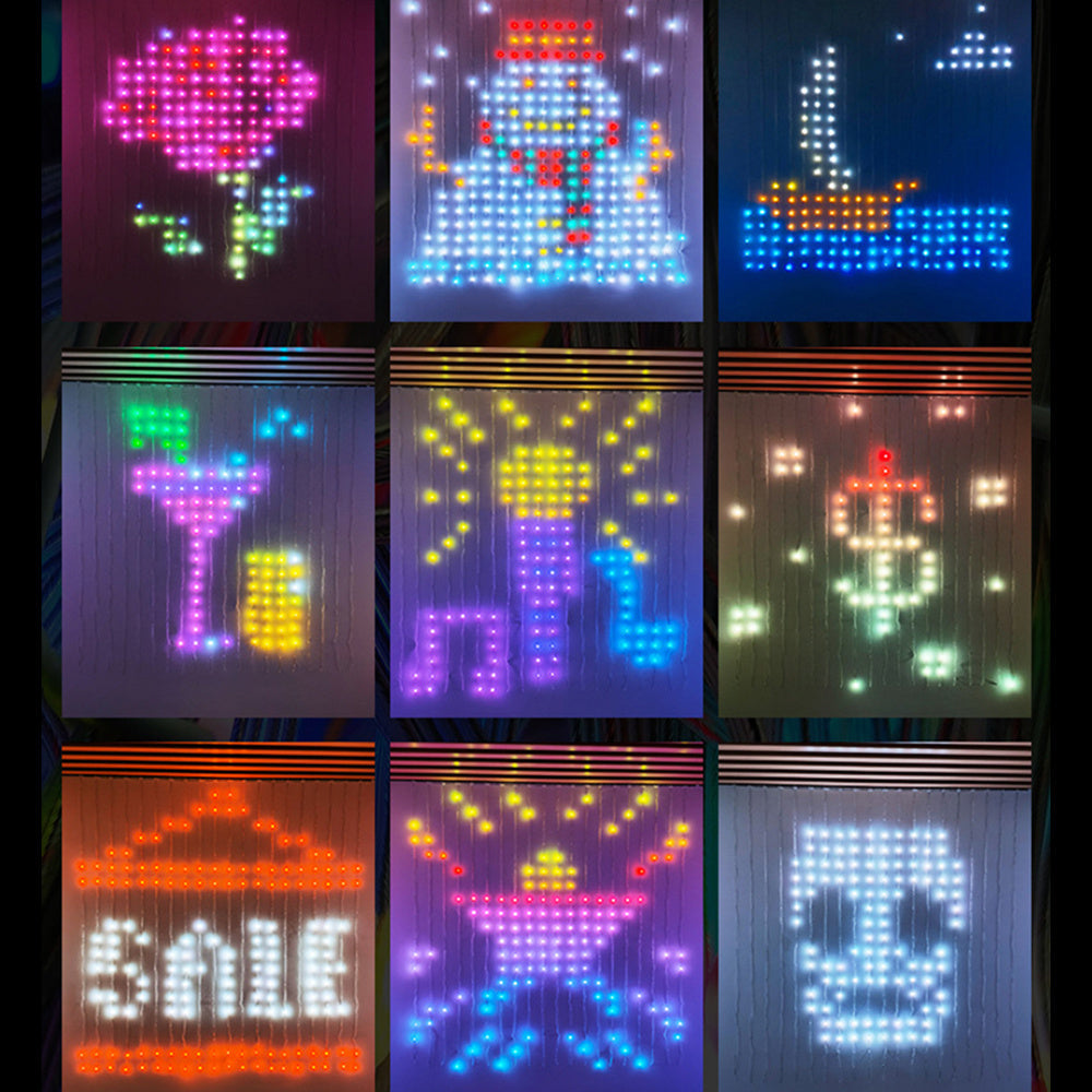 Rideau intelligent Lumière RGB Couleur fantôme Contrôle des points Fil en cuir Lumière Bluetooth Programmation DIY Sous-titre lumineux