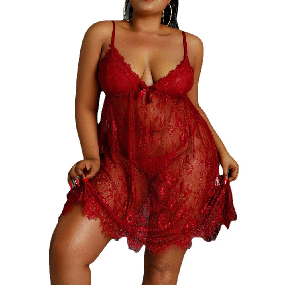 Pyjama Femme Grande Taille Nuisette Sexy en Dentelle