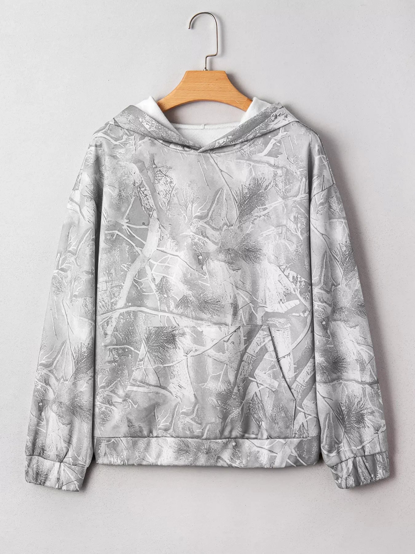 Sweat à capuche sportif oversize imprimé camouflage boisé