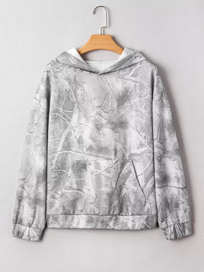 Sweat à capuche sportif oversize imprimé camouflage boisé
