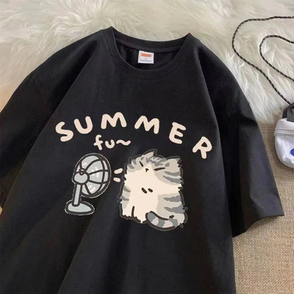 Fan Cat and Women Pure T-shirt