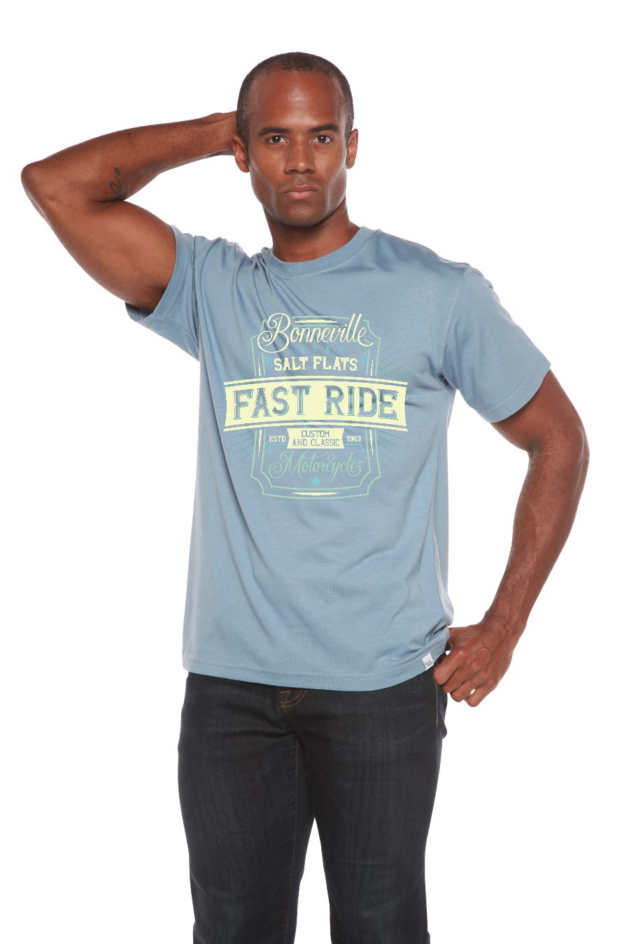 T-shirt graphique à manches courtes en viscose de bambou/coton biologique Fast Ride pour homme
