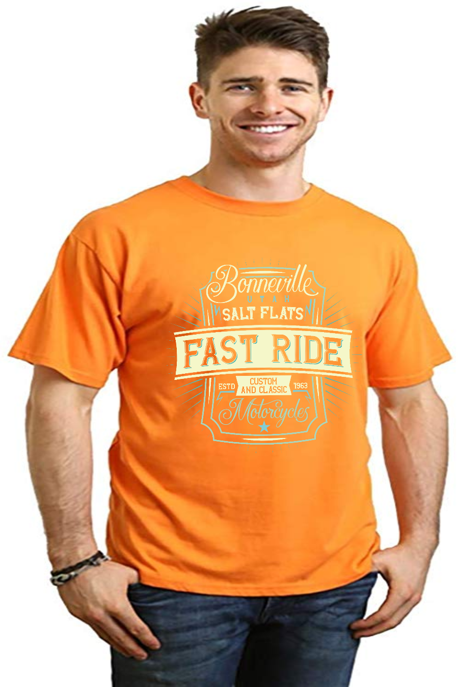 T-shirt graphique à manches courtes en viscose de bambou/coton biologique Fast Ride pour homme