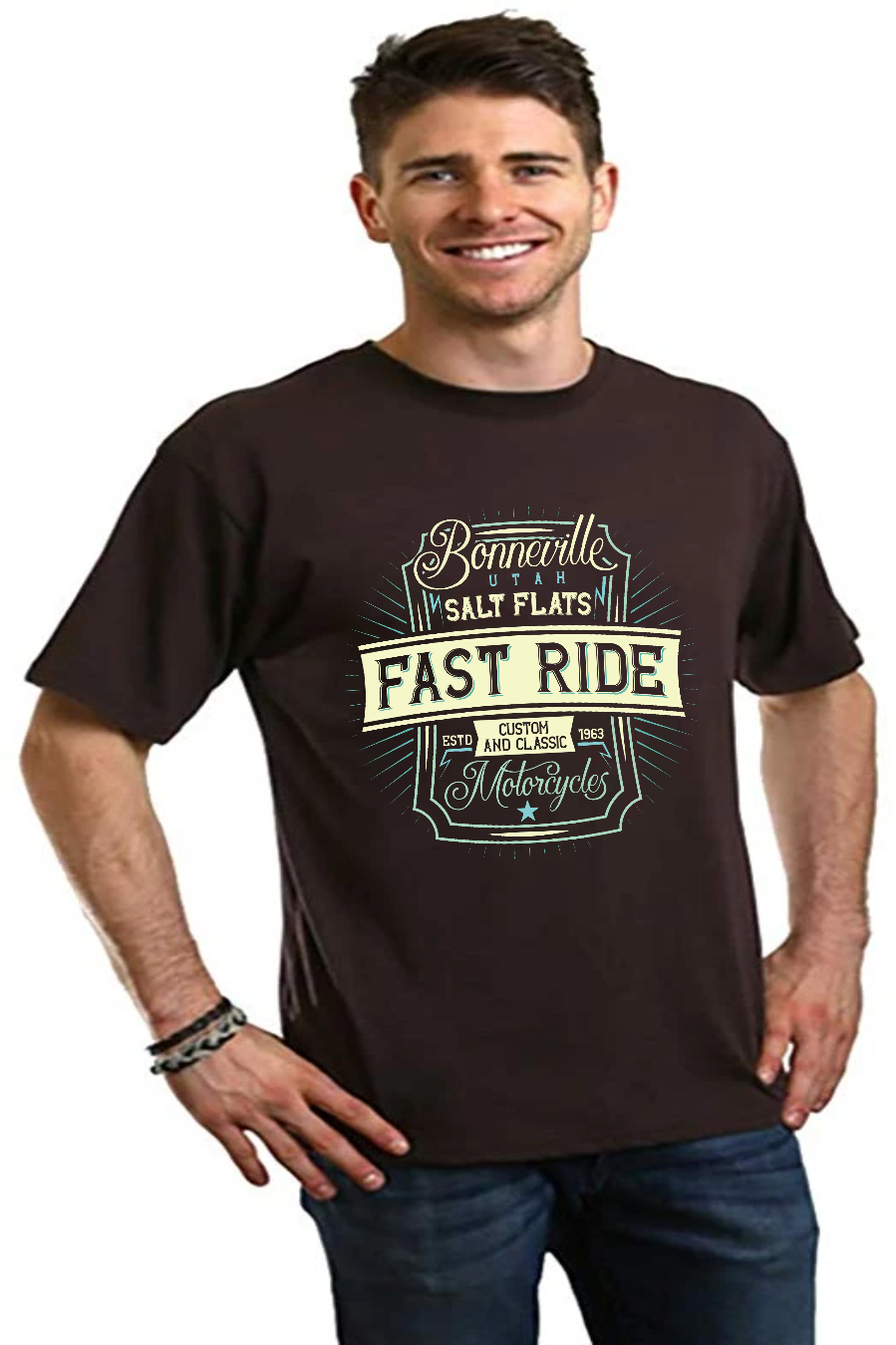 T-shirt graphique à manches courtes en viscose de bambou/coton biologique Fast Ride pour homme