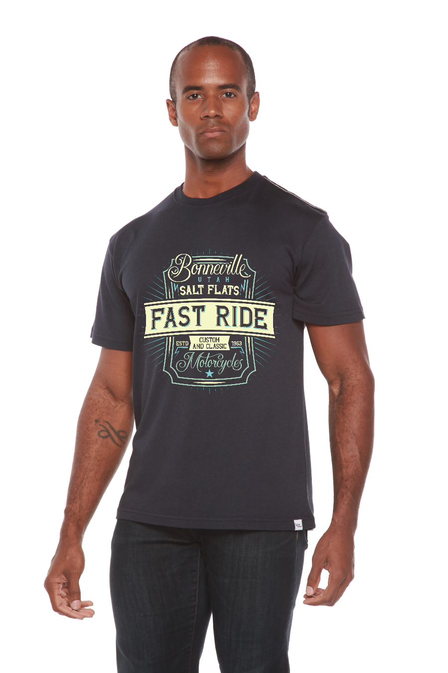 T-shirt graphique à manches courtes en viscose de bambou/coton biologique Fast Ride pour homme
