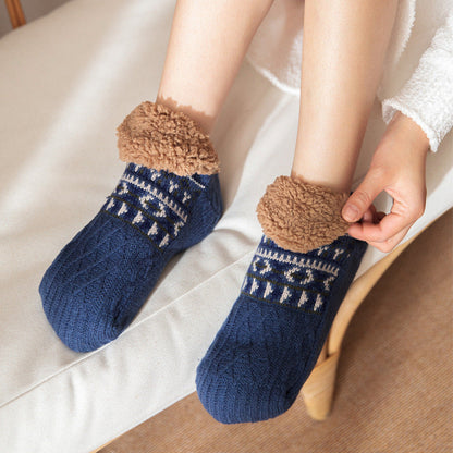 Chaussettes d'intérieur antidérapantes chaudes pour hommes et femmes, idéales pour l'automne et l'hiver