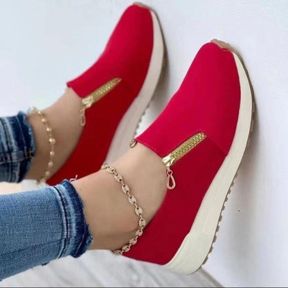 Women Flats Zip Shoes