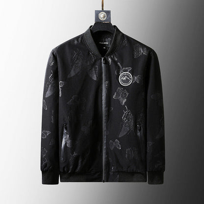BLACK  Plus Size Loose Clothes Men's Stand-up Collar Jacket