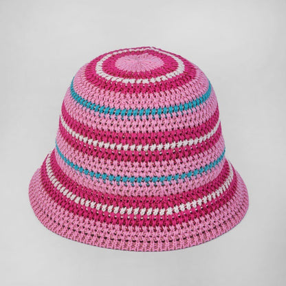Dopamine Color Foldable Storage Bucket Hat Women's Fashion Color Woven Face Small Bucket Cap
