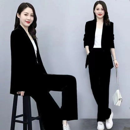 Ensemble deux pièces de tailleur-pantalon à jambes larges pour femme