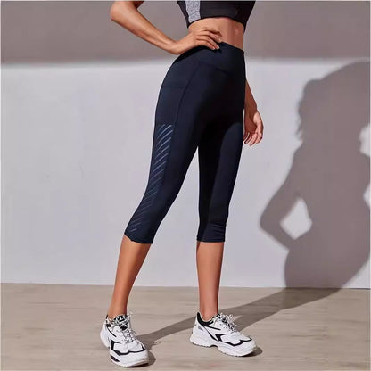 Color Contrast Patchwork Running Trousers Belly Contracting