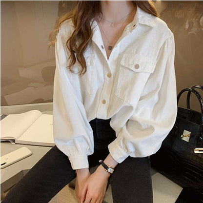 Women's Polo Collar Long Sleeve Blouse