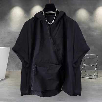 Men's Summer Zipper Design Hooded Short-sleeved T-shirt