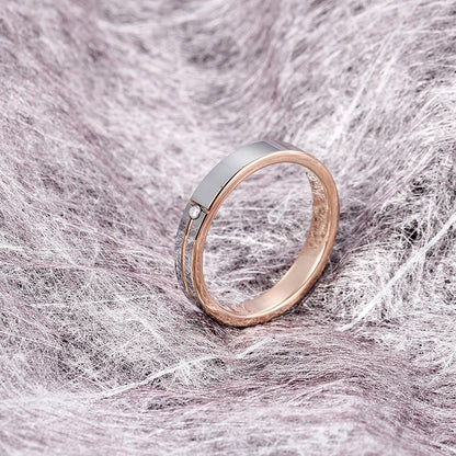 Personality Simple Inlaid Fashion Tungsten Steel Men's And Women's Rings Couple Rings