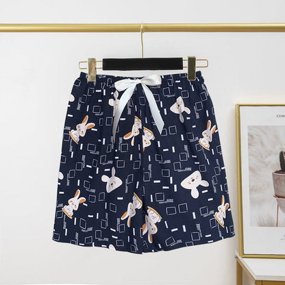 Pantalon de pyjama en soie de coton pour femme, short d'été fin et décontracté