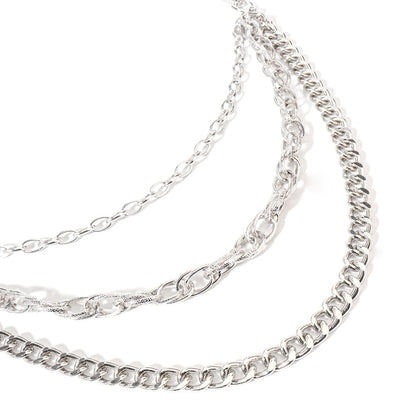 Hip Hop Fashion Pants Chain Men And Women Advanced Sense Multi Ring Silver Metal Chain Heavy Metal Industrial Style Jeans Hip-hop Accessories