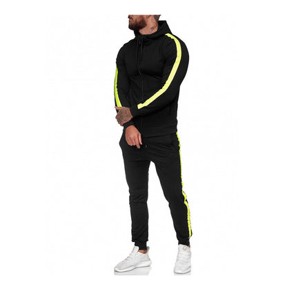 Men's Hooded Zip-Up Athletic Tracksuit Set – Slim Fit Muscle Workout Suit for Gym & Casual Wear