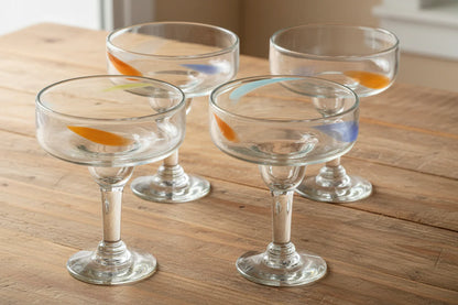 Set of 4 (16 oz) Hand Blown Mexican Margarita Glasses