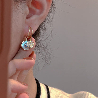 Vintage Boho Gold Plated Zirconia Hoop Earrings With Zirconia Accents