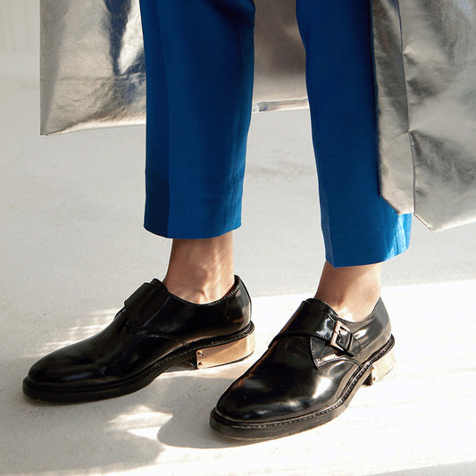 Chaussures à talons métalliques en cuir pour homme classique
