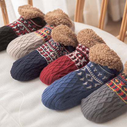 Chaussettes d'intérieur antidérapantes chaudes pour hommes et femmes, idéales pour l'automne et l'hiver
