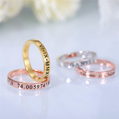 Anillo liso personalizado de plata de ley 925 para hombre