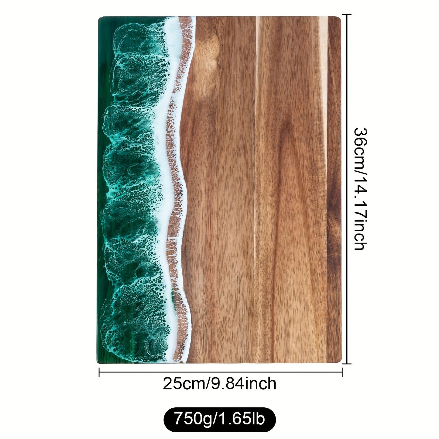 Acacia Wood Resin Wave Cutting Board Ocean River Serving Tray 46x23cm