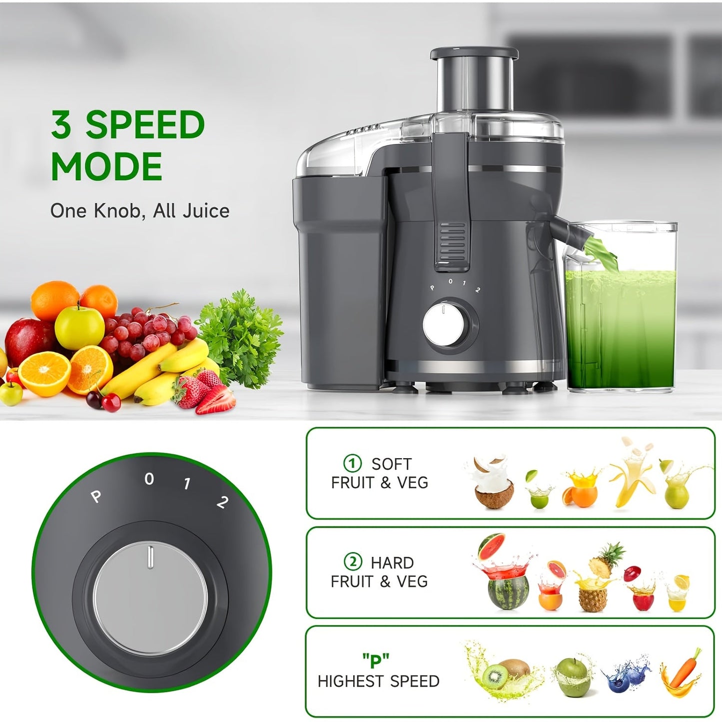 Extracteur de jus 500W pour fruits et légumes – Grande ouverture, acier inoxydable, nettoyage facile