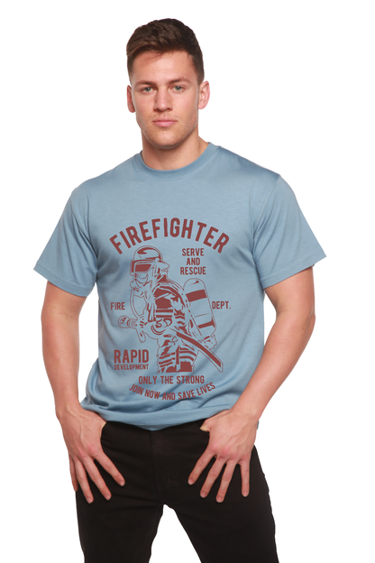 T-shirt graphique à manches courtes en viscose de bambou et coton biologique pour homme du service des pompiers
