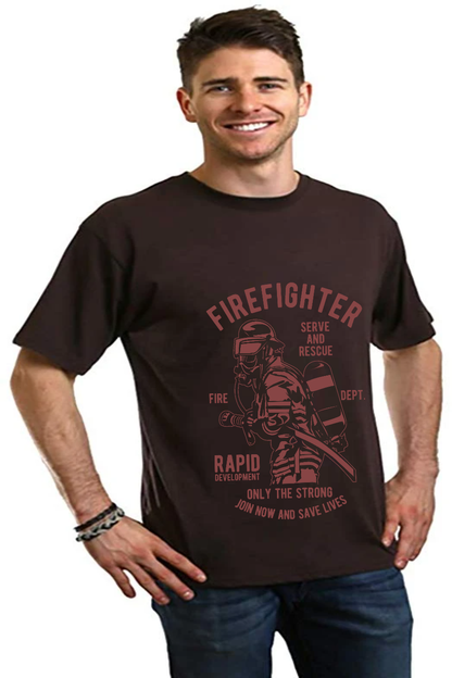 T-shirt graphique à manches courtes en viscose de bambou et coton biologique pour homme du service des pompiers