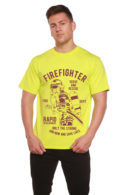 T-shirt graphique à manches courtes en viscose de bambou et coton biologique pour homme du service des pompiers