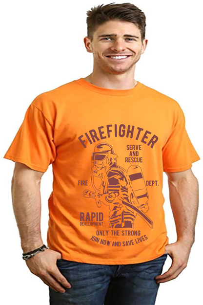 T-shirt graphique à manches courtes en viscose de bambou et coton biologique pour homme du service des pompiers