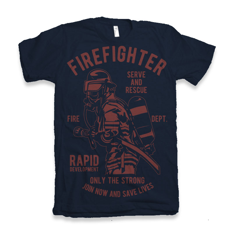 T-shirt graphique à manches courtes en viscose de bambou et coton biologique pour homme du service des pompiers
